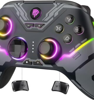 EasySMX X15 Wireless PC Controller with Hall Effect Joysticks & Triggers, RGB Lighting, 2 Back Buttons, 1000mAh Battery, Bluetooth Game Controller for Windows PC, Steam, Switch & Android