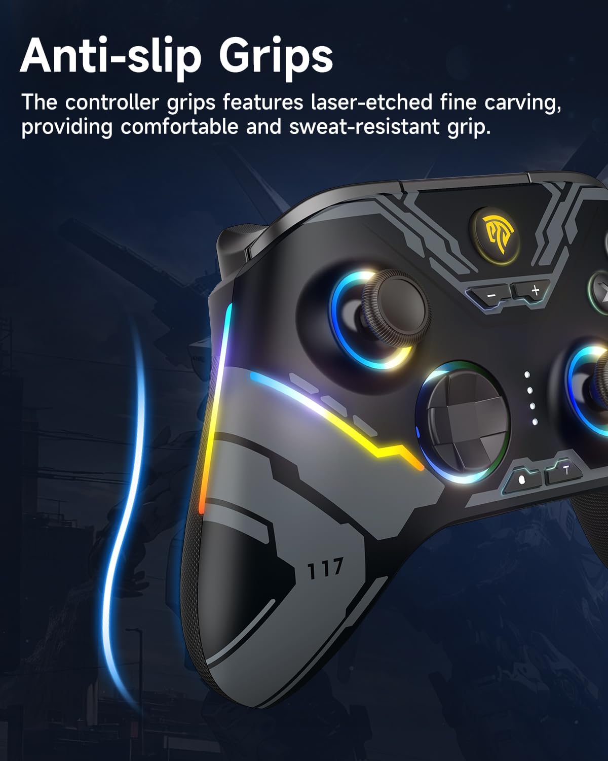 EasySMX X15 Wireless PC Controller with Hall Effect Joysticks & Triggers, RGB Lighting, 2 Back Buttons, 1000mAh Battery, Bluetooth Game Controller for Windows PC, Steam, Switch & Android - Image 8