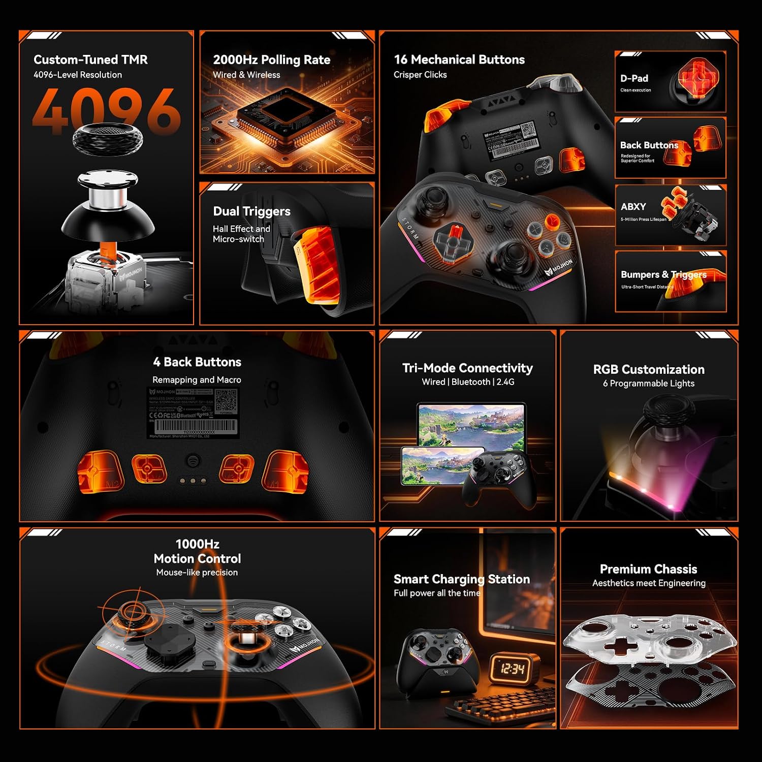BIGBIG WON Storm(Gale2) Wireless PC Controller, Bluetooth Gaming Controller 2000Hz Polling Rate, Near-Zero Latency, TMR Sticks, Hall & Micro-switch Triggers, 16 Mechanical Buttons, 4 Customizable Back Paddles, for Windows PC/Switch 2/Switch/Android/IOS - Image 3