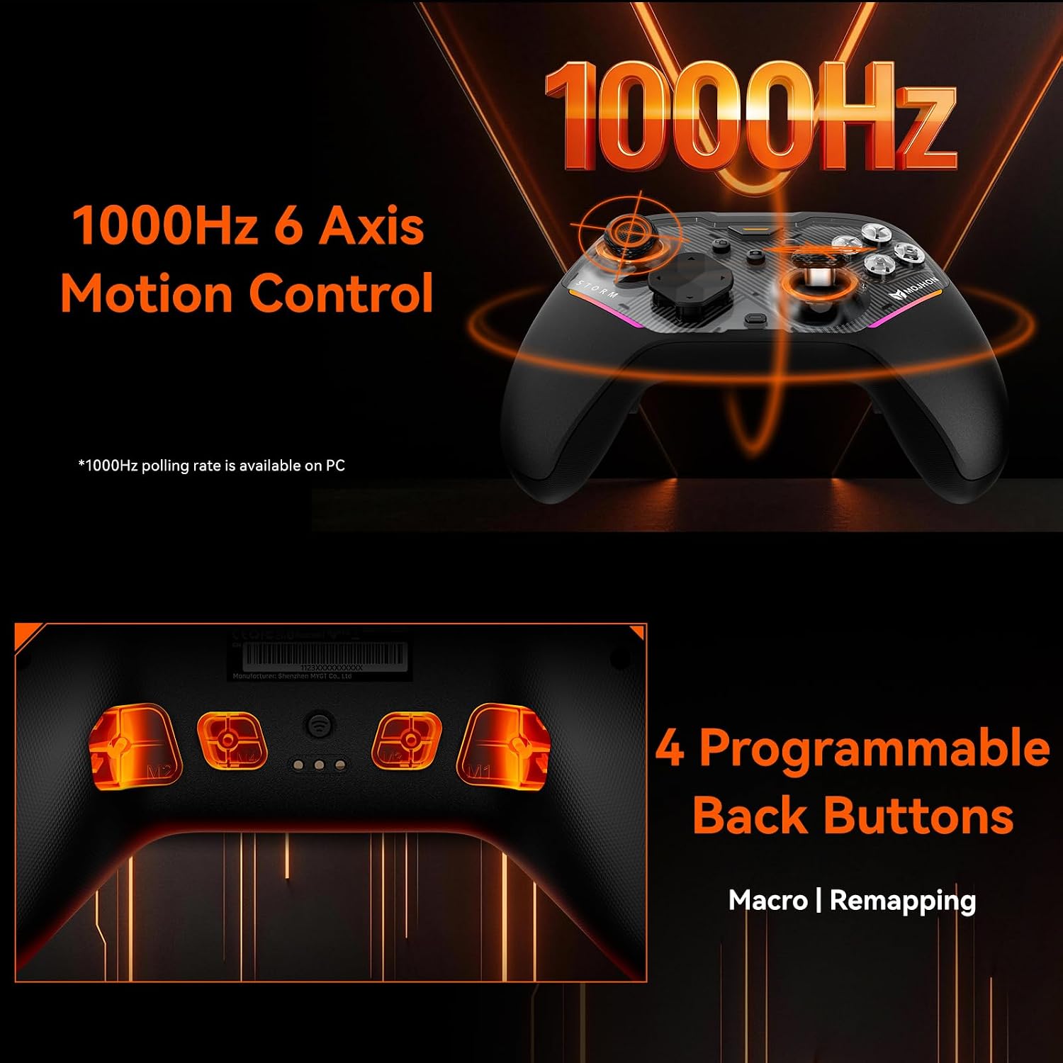 BIGBIG WON Storm(Gale2) Wireless PC Controller, Bluetooth Gaming Controller 2000Hz Polling Rate, Near-Zero Latency, TMR Sticks, Hall & Micro-switch Triggers, 16 Mechanical Buttons, 4 Customizable Back Paddles, for Windows PC/Switch 2/Switch/Android/IOS - Image 6