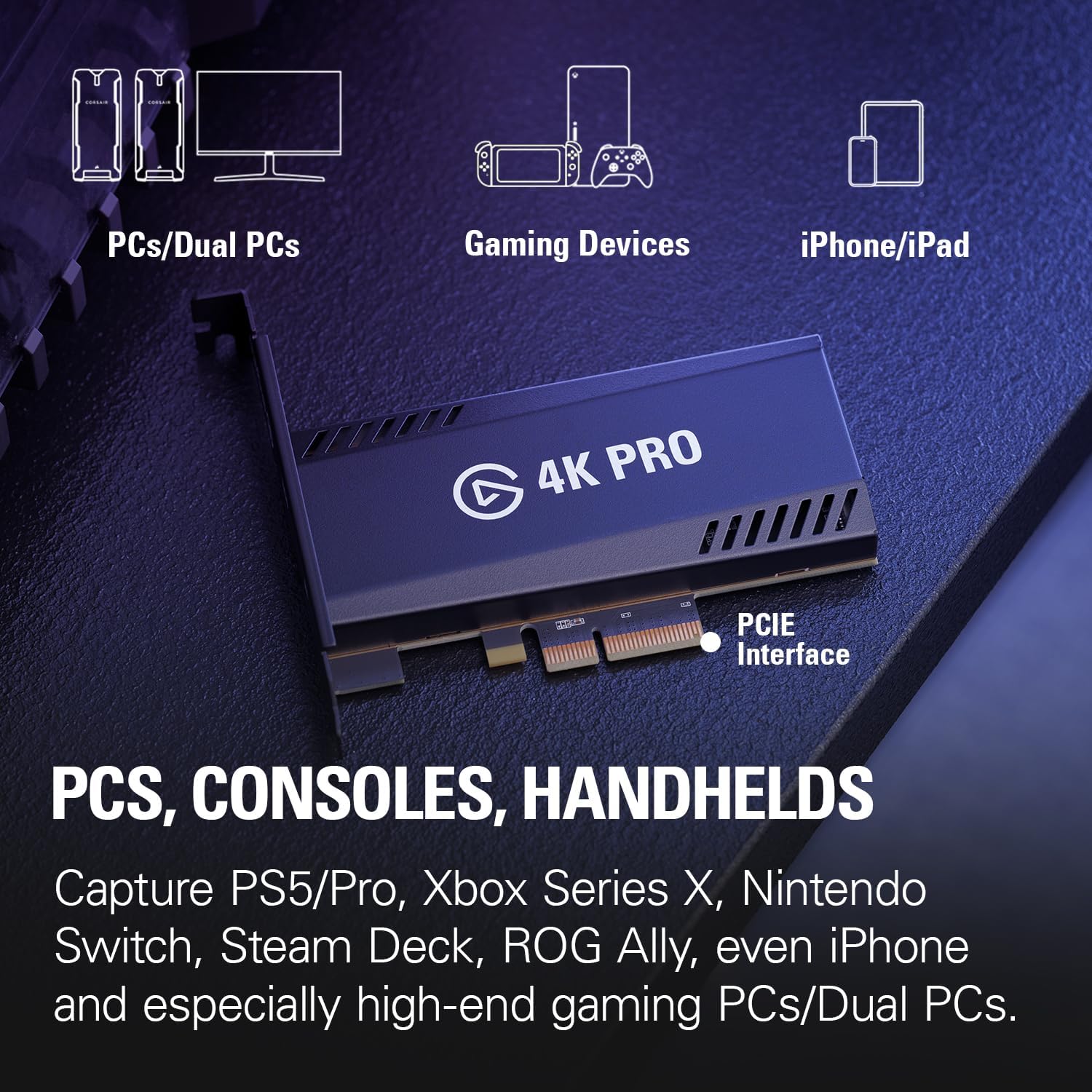 Elgato 4K Pro Internal Capture Card, 8K60 Passthrough | 4K60 HDR10 capture, HDMI 2.1, Up to 1080p240 recording, VRR support, Ultra-low latency, Dual PC setup compatible - Image 4